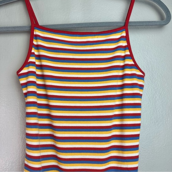 Madewell Spaghetti-Strap Thong Bodysuit in Rainbow Stripes Sz XS - Picture 4 of 11
